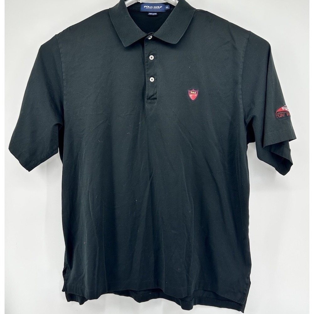 Polo Golf Cotton Short Sleeve Polo Shirt Black Men's Size XL